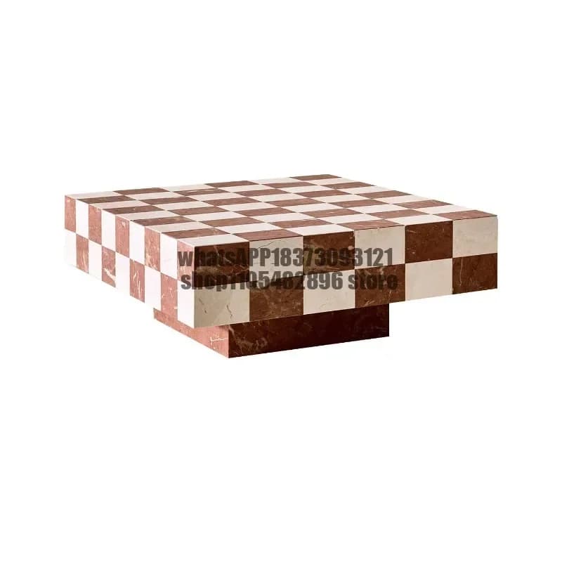 Italian minimalist marble chessboard coffee table light luxury high-end art villa home living room tea table