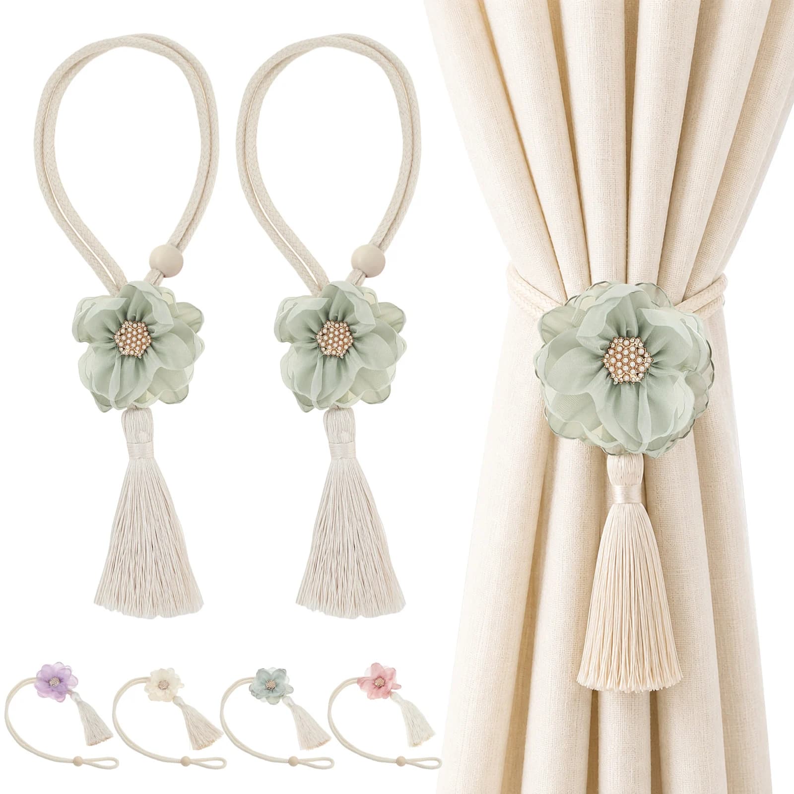 2 Pcs Elegant Handmade Curtain Tiebacks for Bedroom Living Room Curtain Holder Clip Home Decor Curtain Tie Back Buckle Straps