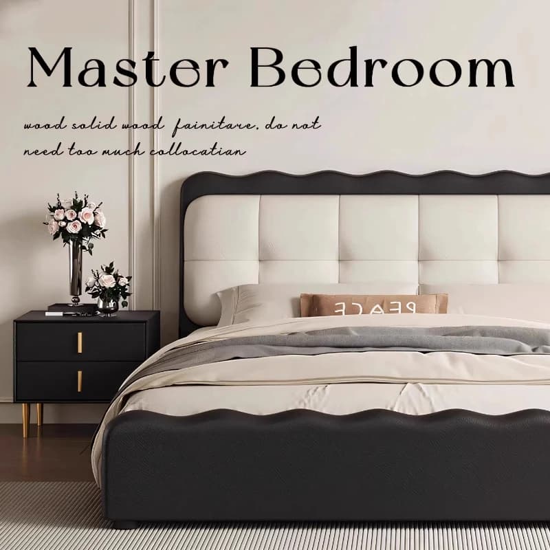 Minimalist Design Bed French Style Luxury Modern Double Bed Mortise Tenon Structure Letto Matrimoniale Bedroom Furniture
