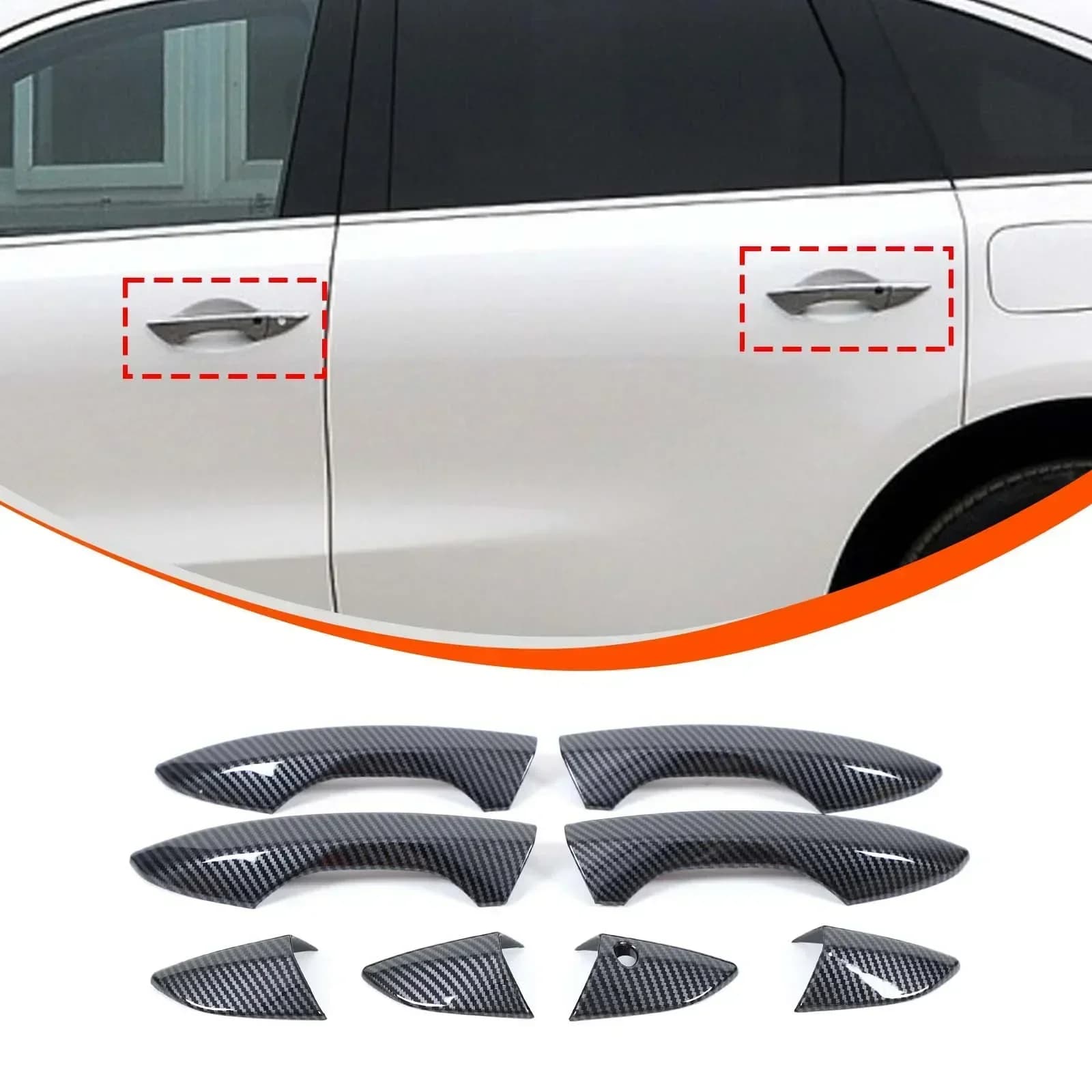 For Acura MDX 2022-2024 ABS Carbon Fiber Style Car Exterior Handle Protective Case Decorative Sticker