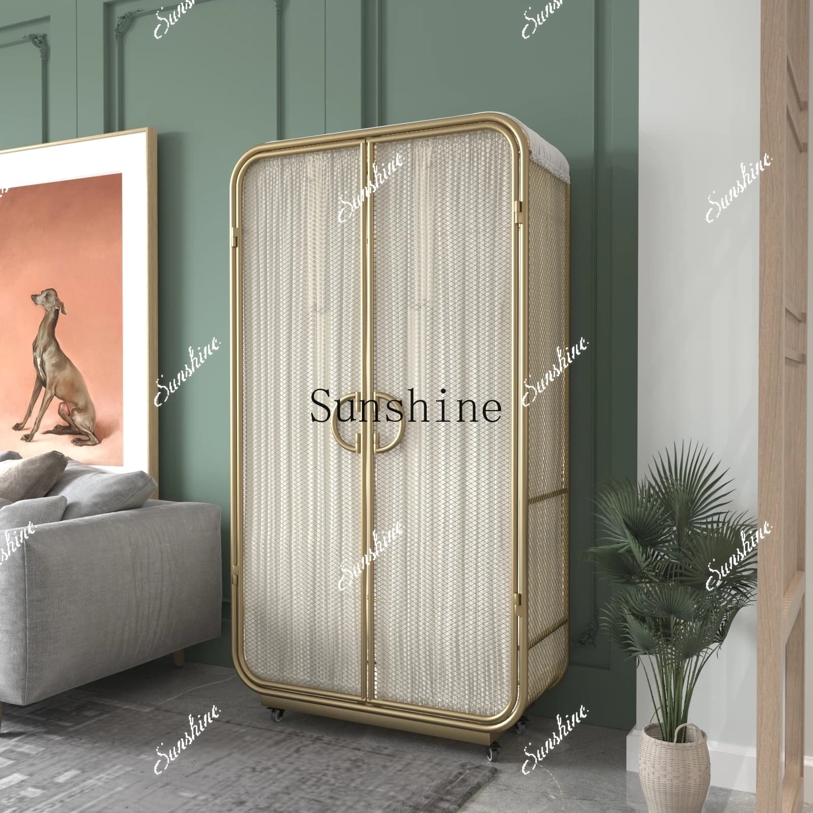 Modern simple bedroom girls living room corner custom dust hanging wardrobe  FT