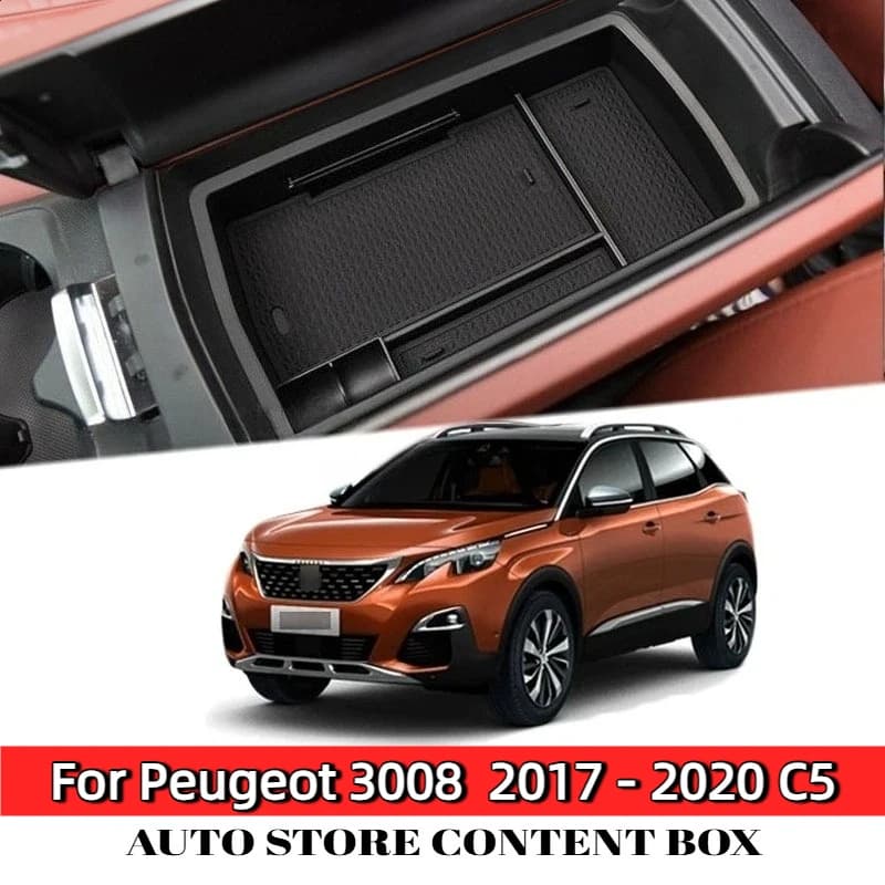 For Peugeot 3008  2017 - 2020 C5 Central Console Armrest Storage Box Stowing Tidying Accessories
