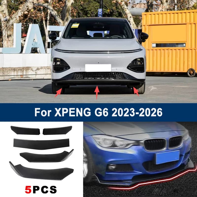 Adjustable 5Pcs Sectional Front Spoiler Lip For XPENG G6 2023-2026 Front Bumper Splitter Car Exterior Sport Body Kit