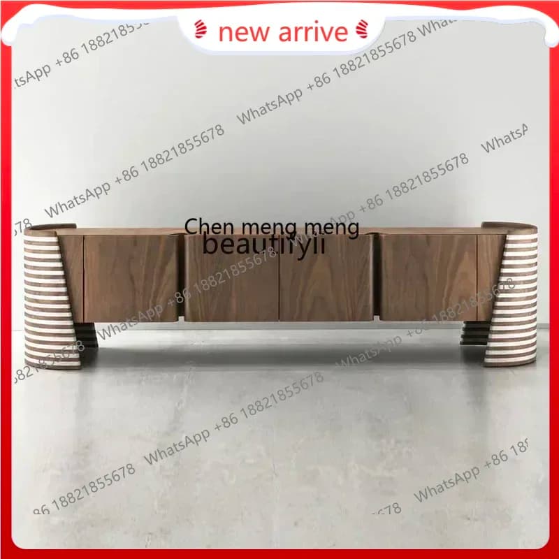 SS new style ss7486 Medieval retro light luxury creative arc solid wood TV cabinet, modern simple audio-visual cabinetss 7486