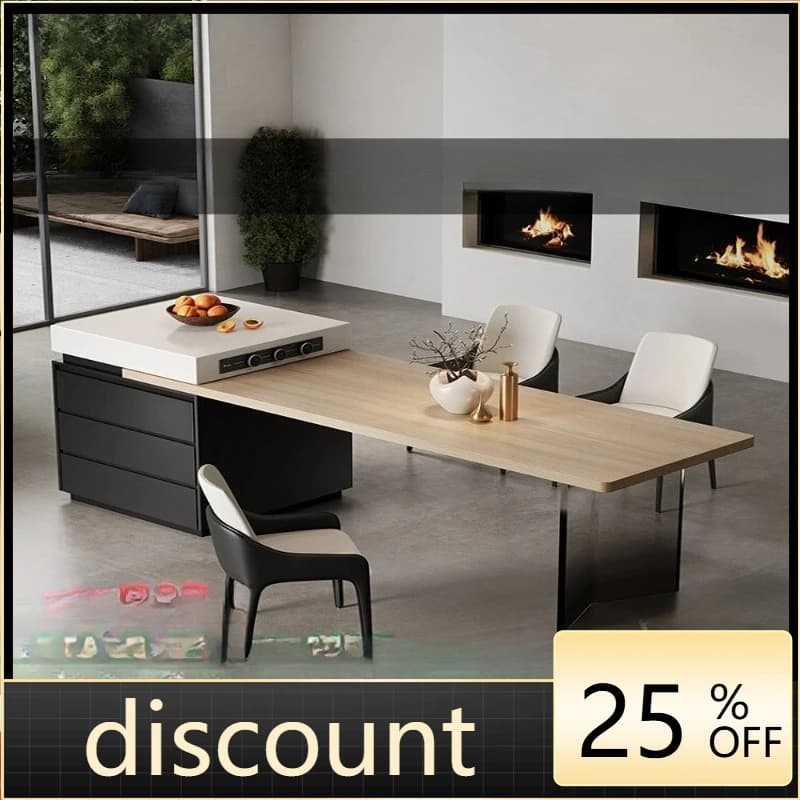 LH light luxury modern high-end island table retractable rock slab dining table furniture