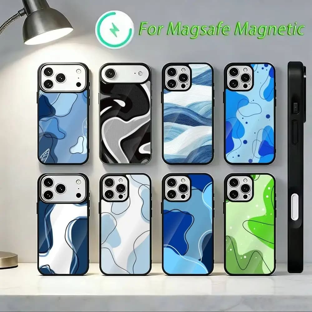 F-Fluid Abstract Lines Art Phone Case For iPhone 14,16,15,13,17,12,Plus,Pro,Max Magnetic For Magsafe Frosted Cover