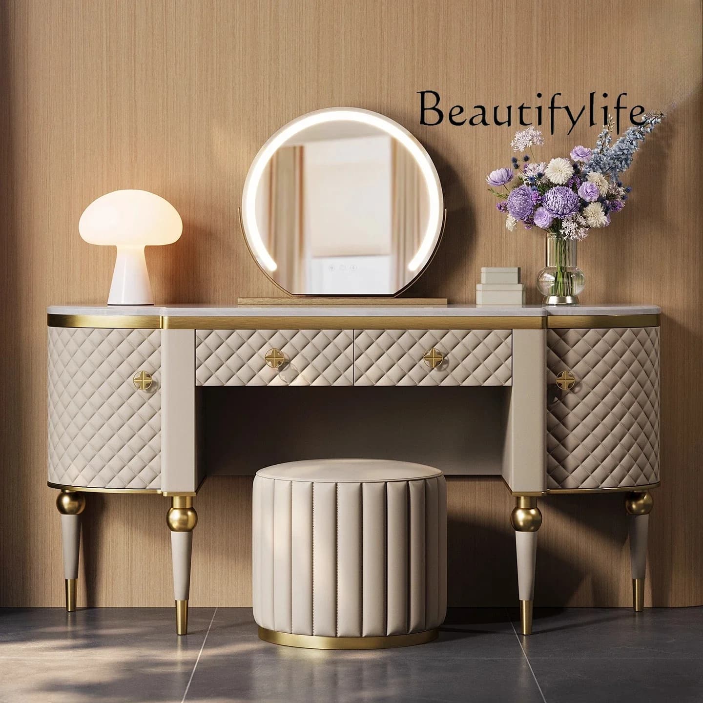 BJ Premium Italian Light Luxury Dresser, Post-modern High-end Mansion Custom Marble Bedroom Makeup Table