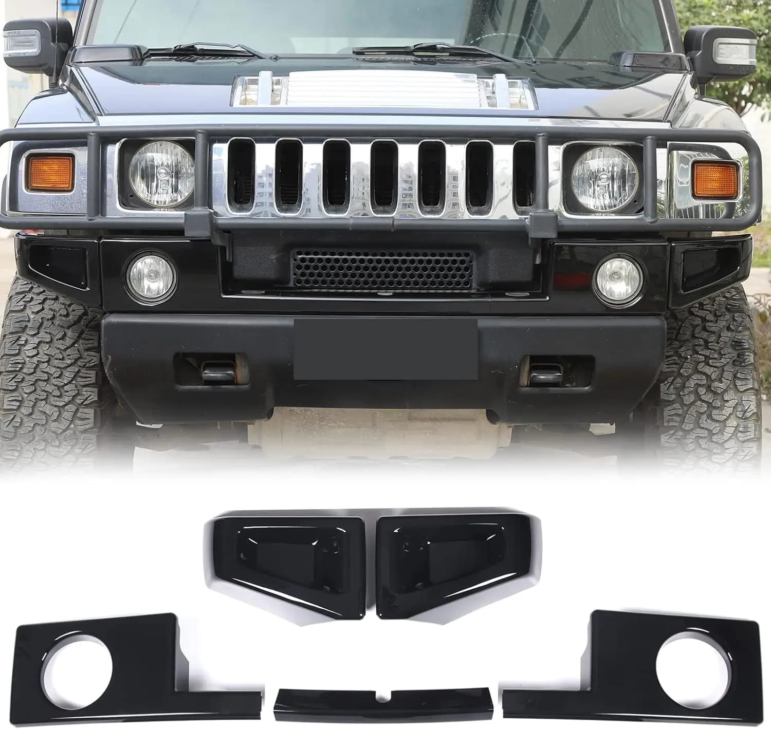 ABS Car Front Bumper Corner Bezels Frame Cover,Front Fog Light Cover Trim Decorative Molding For Hummer H2 2003-2009 SUV SUT