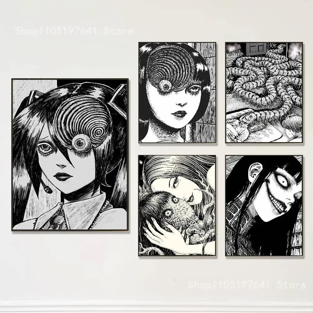 Anime Junji Ito-I Tomie-T Club Bar Paper Vintage Poster Wall Art Painting Bedroom Study Stickers