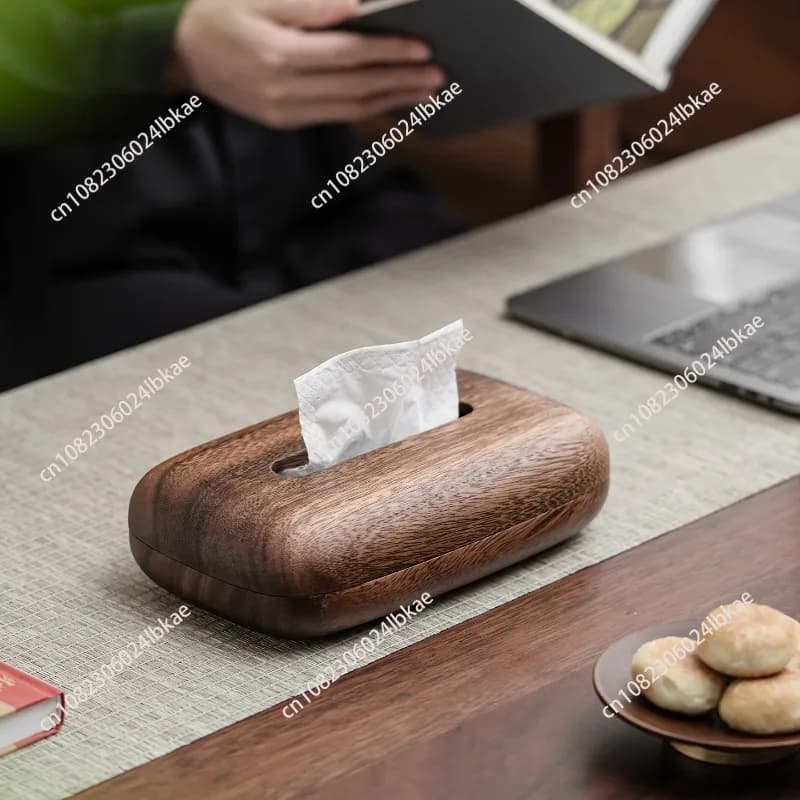 Walnut Paper Box Pebble/cube Shape Solid Wood Paper Towel Box Light Luxury Living Room Hotel Dining Table Napkin Box Storage