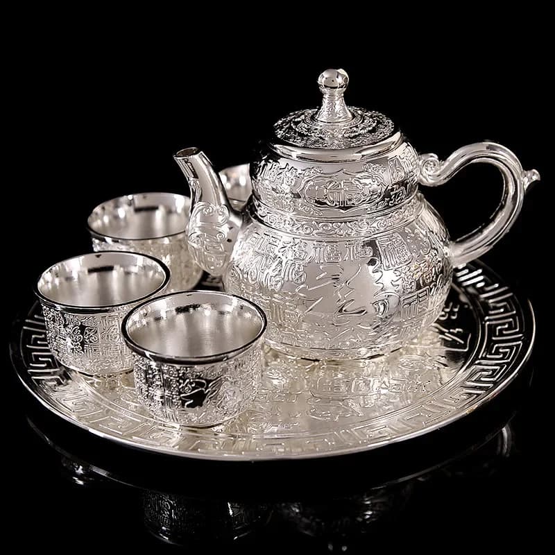 Tea set, handmade silver tea set, teapot