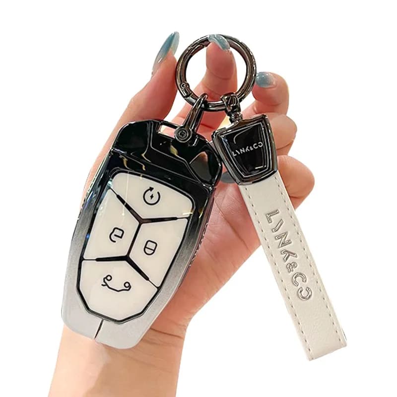 Premium Zinc Alloy Key Cover Case for Lynk & Co 06 EMP/09/05/02/01/07/03 (2023) - Protective Key Fob Shell Key Bag Chain