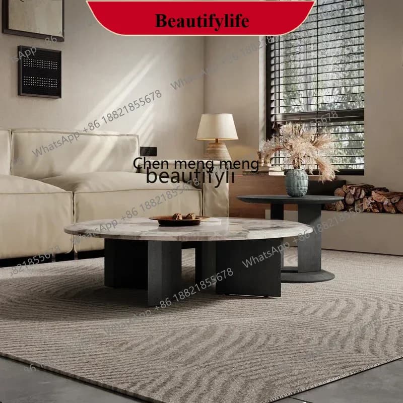 D178  Y Y Italian minimalist marble coffee table designer high-end art, round tea table living room home wabi-sabi wind