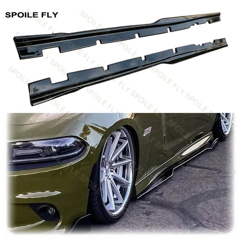 4PCS 2015 To 2023 For Dodge Charger Widebody Performance  Style Side Skirt Splitters Diffuser Bumper Spoiler Glossy Black ABS