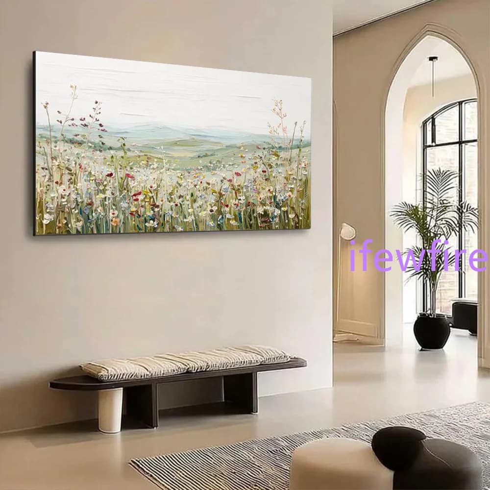100% Handmade Abstract Oil Painting On Canvas Mural Grassland Natural Landscape Wall Art Picture For Living Room Decor Image