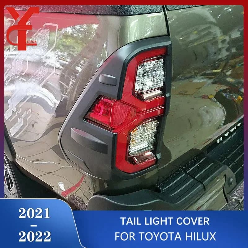 ABS Tail Light Lamp Covers For Toyota Hilux 2020 2021 2022 2023 4x4 Rear Lamp Hoods Car Styling Accessories