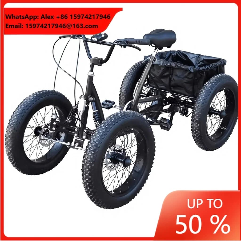 20-Inch Wheels 200 Kg Load Capacity Aluminum Fork Four-Wheel Fat Tire Mountain 8-Speed Bike Steel Frame
