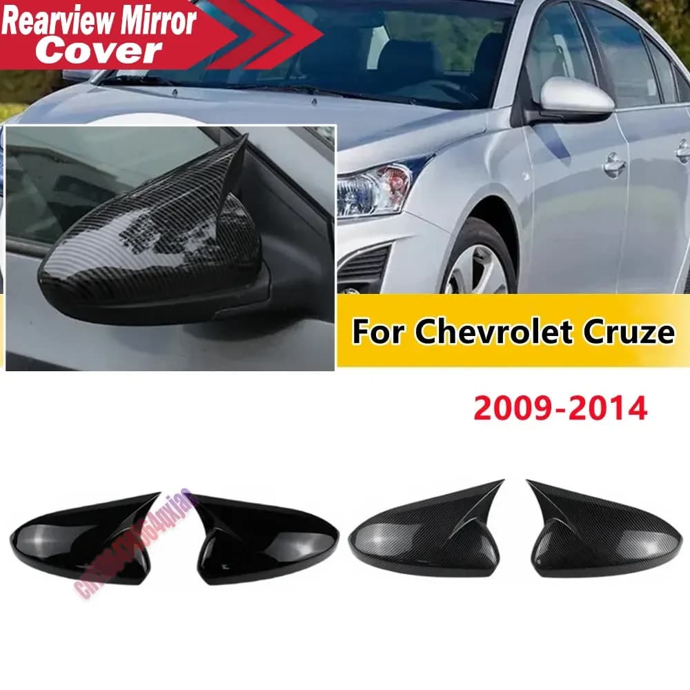 For Chevrolet Cruze 2009 2010 2011 2012 2013 2014 ABS Rearview Side Mirror Cover Wing Cap Exterior Door Trim Adhesive Sticker