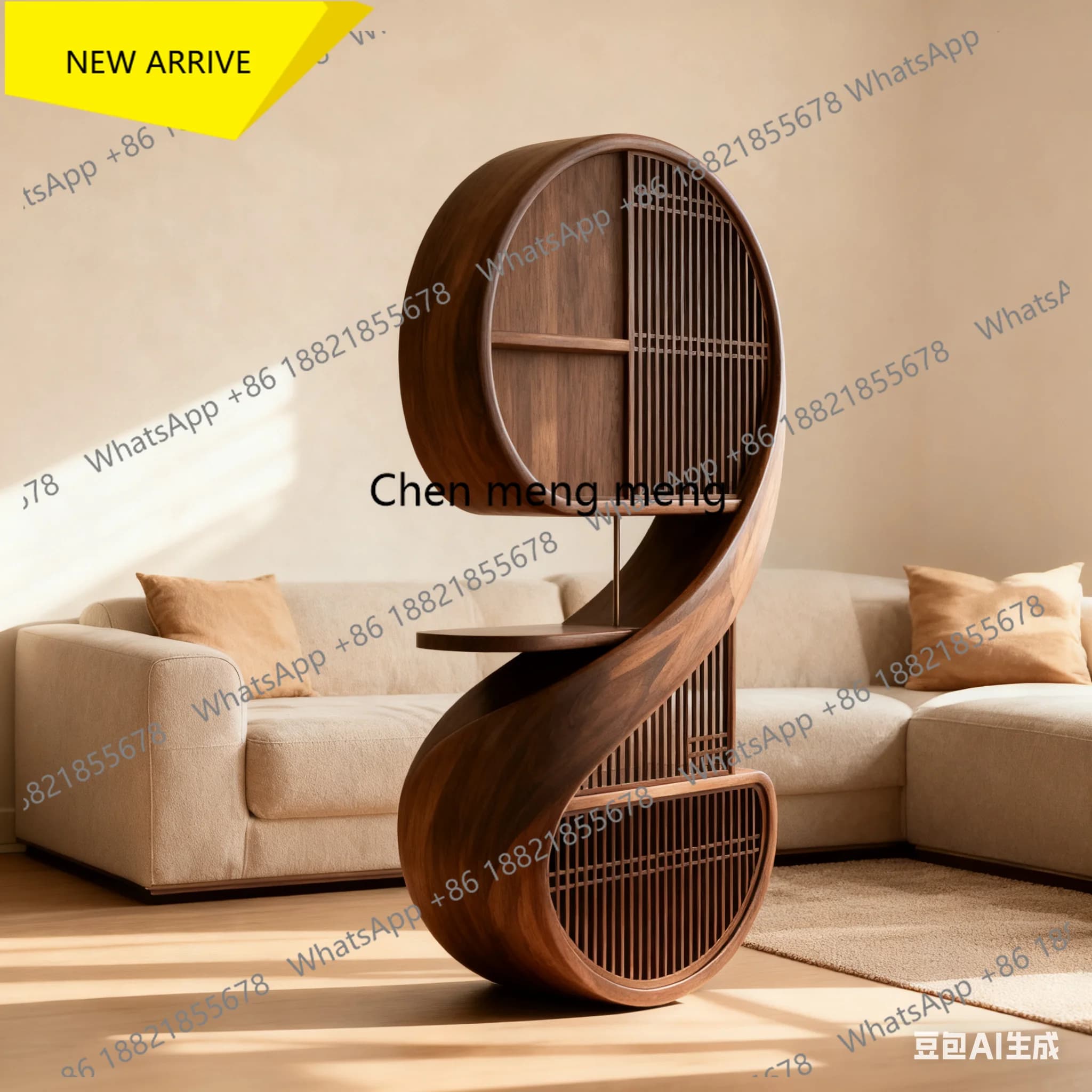 M138 New Chinese Style North American Black Walnut Wood Storage Rack Floor Rack Storage Cabinet Tea Room Display Rack Tea Room