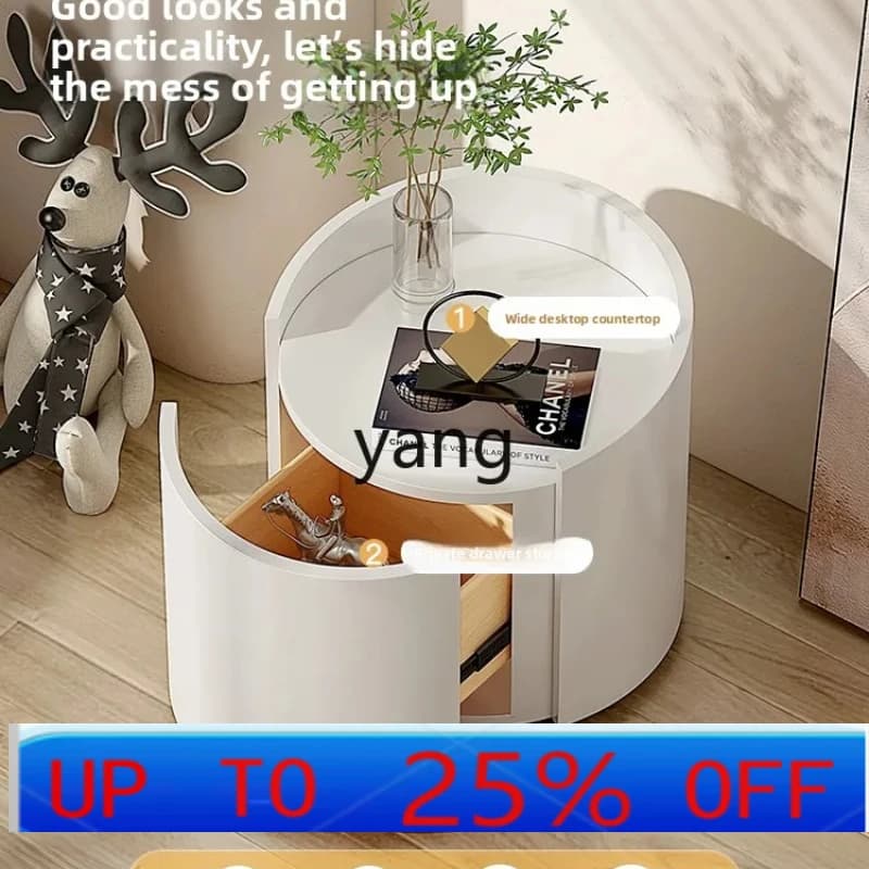 LH  minimalist round bedside table modern minimalist bedroom storage small bedside locker