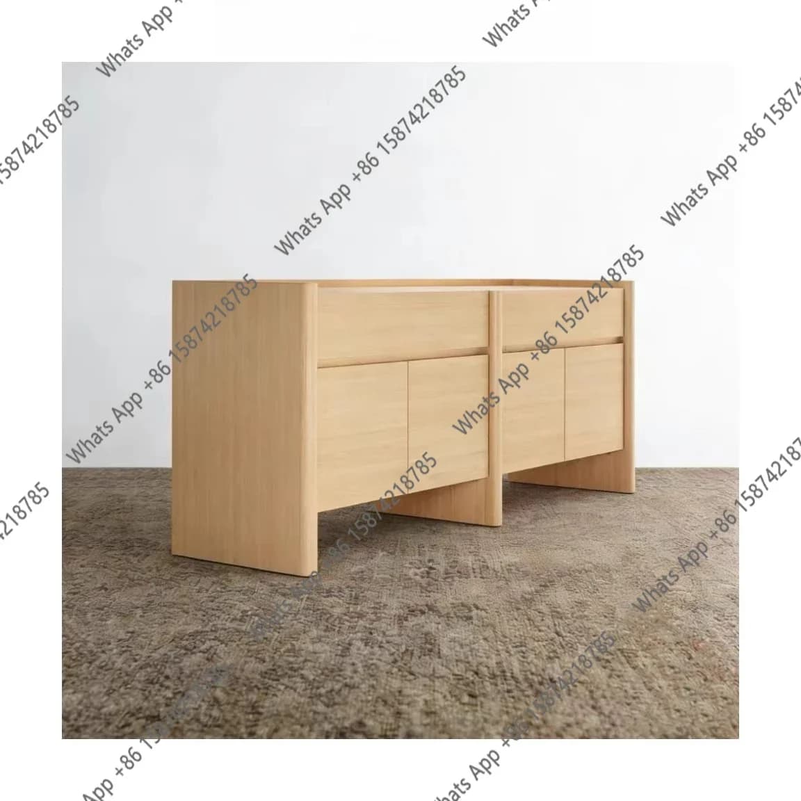 X5 Medieval Style Designer Solid Wood Household Porch Cabinet Log Style Retro Style Drawer Cabinet Dining Side Cabinet American
