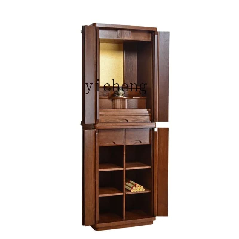 FG-8 Solid wood household shrine, Buddha cabinet, stand cabinet with door, Bodhisattva shrine, shrine cabinet for table
