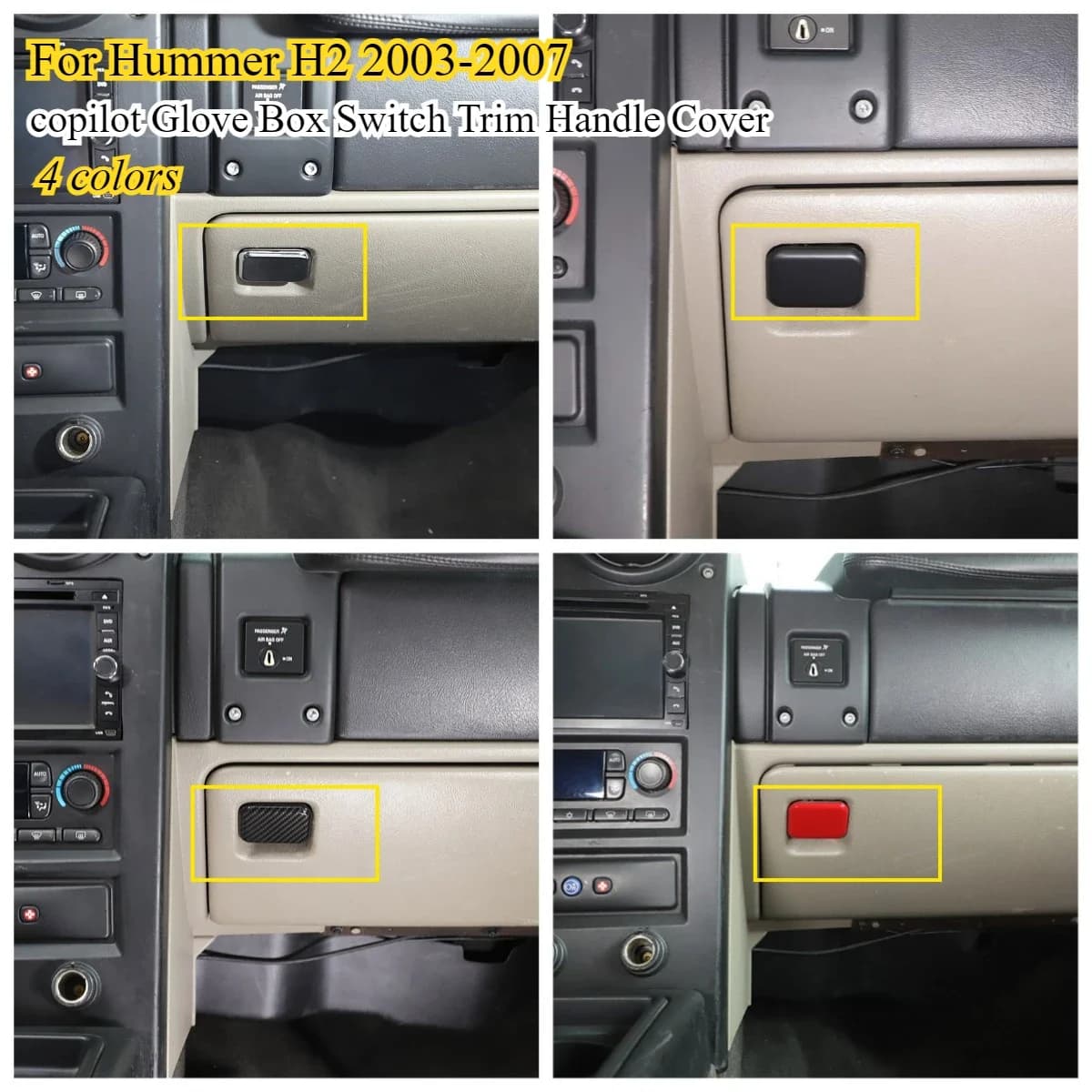 Fit For Hummer H2 2003-2007 ABS Car Co-Pilot Glove Box Switch Button Trim Cover Decorative Sticker Car Accessories