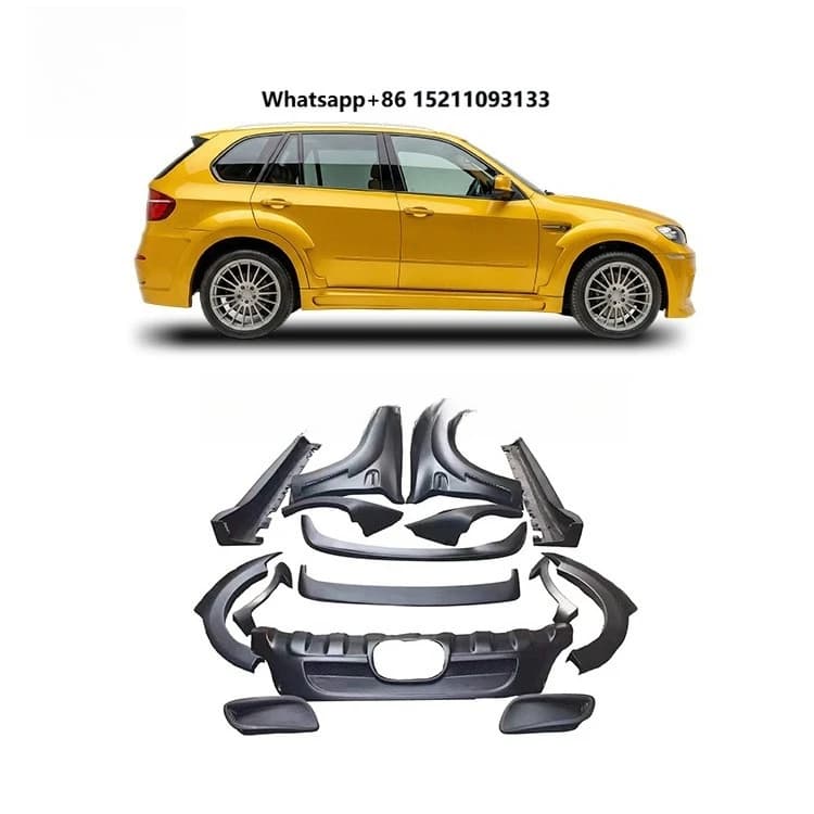 HM Style FRP Material Bumpers Side Skirts Fenders Spoiler Body Kit for  X6 E71 08-15 Upgrade to HM Style Car Facelift Kit