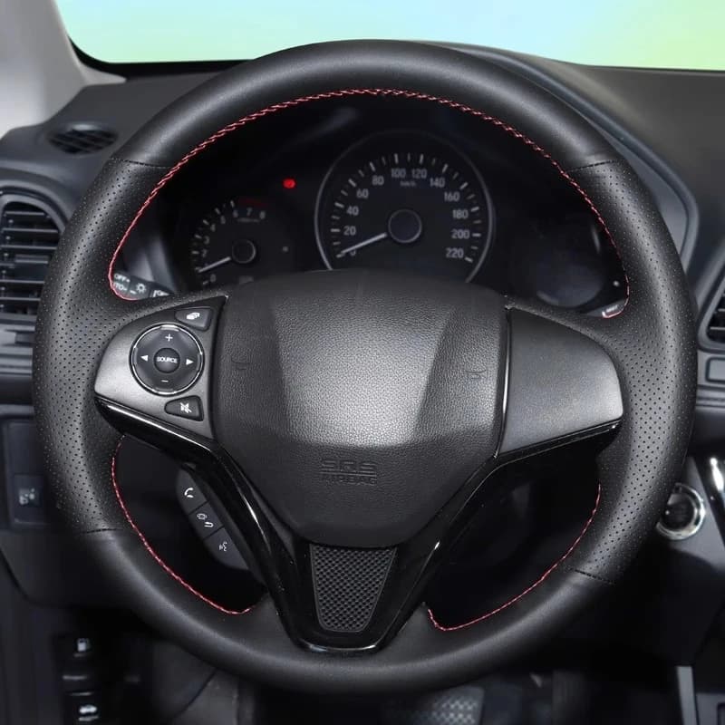 DIY Hand Sewn Anti Slip Breathable Steering Wheel Cover For Honda Vezel XR-V Fit Civic CR-V Accord Everus City Car Accessories
