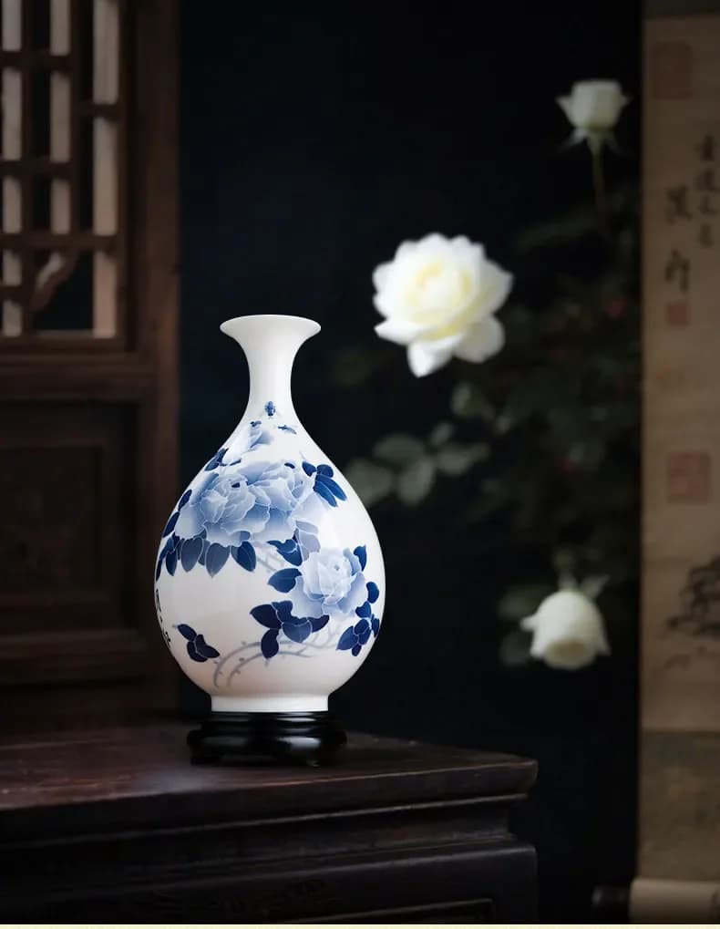 Underglaze ceramic hand-painted vase living room ornament