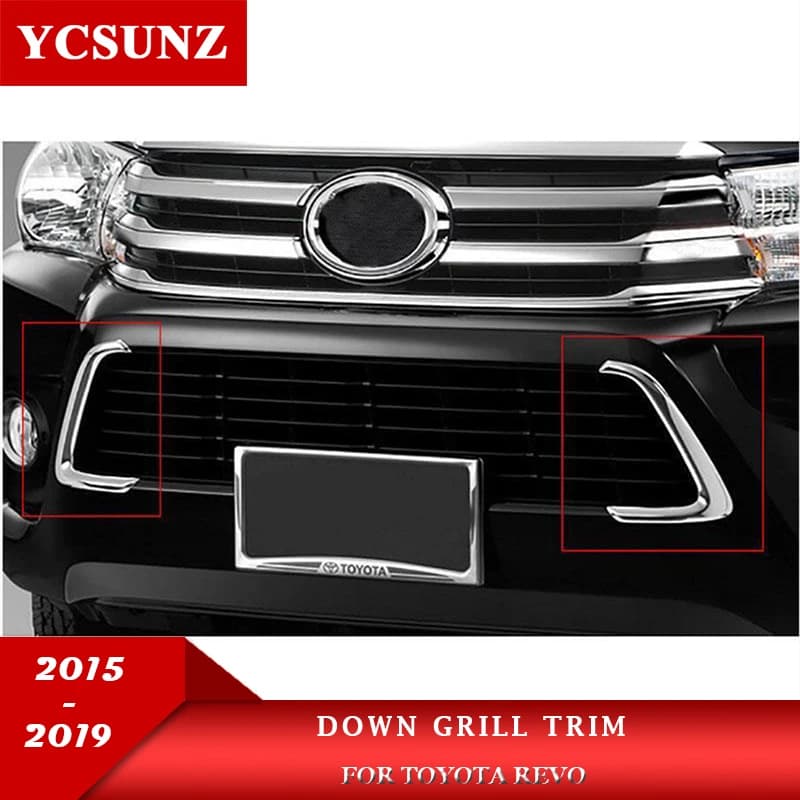 Chrome Decorative Down Grille Trim For Toyota Hilux Revo 2016 2017 2018 2019 2020 2021 2022 Car Styling Double Cabin