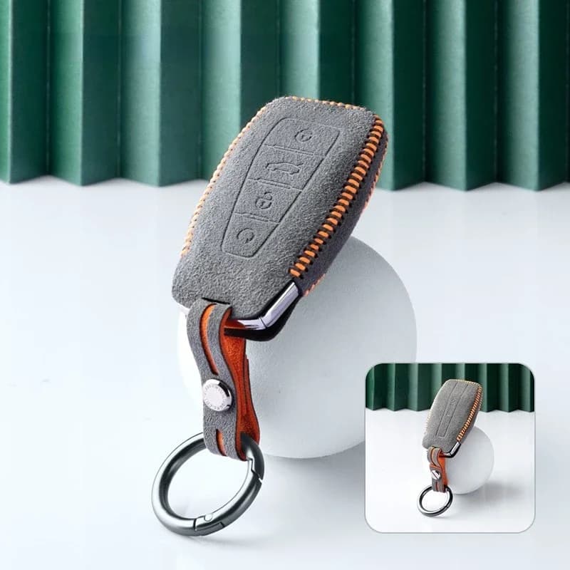 Suitable for Geely Coolray Preface Icon Atlas Monjaro Emgrand Fashion Dedicated  Suede Car Remote Key Case Cover Keychain