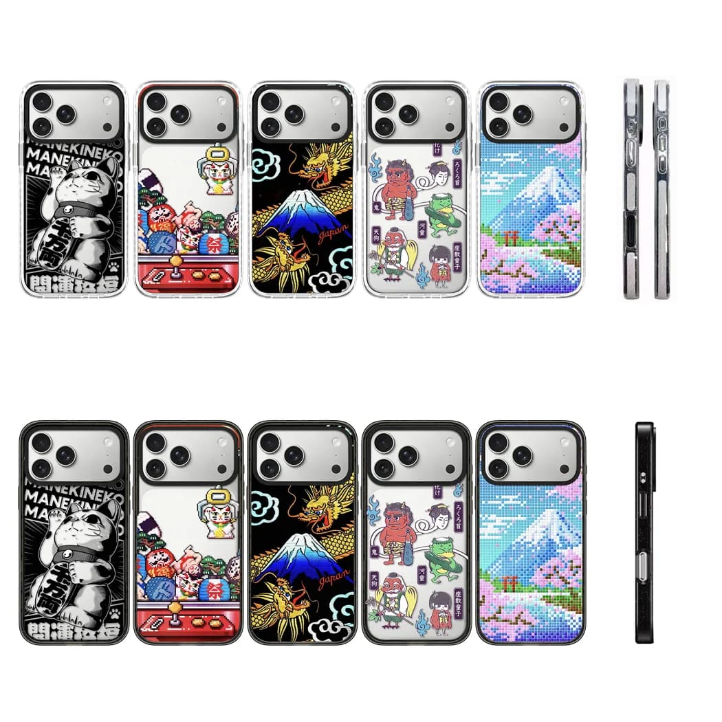 Japanese Culture Pattern 2.0 Acrylic Black White Border Phone Cover for IPhone 14 15 16 17 Pro Max Case for IPhone 17Pro