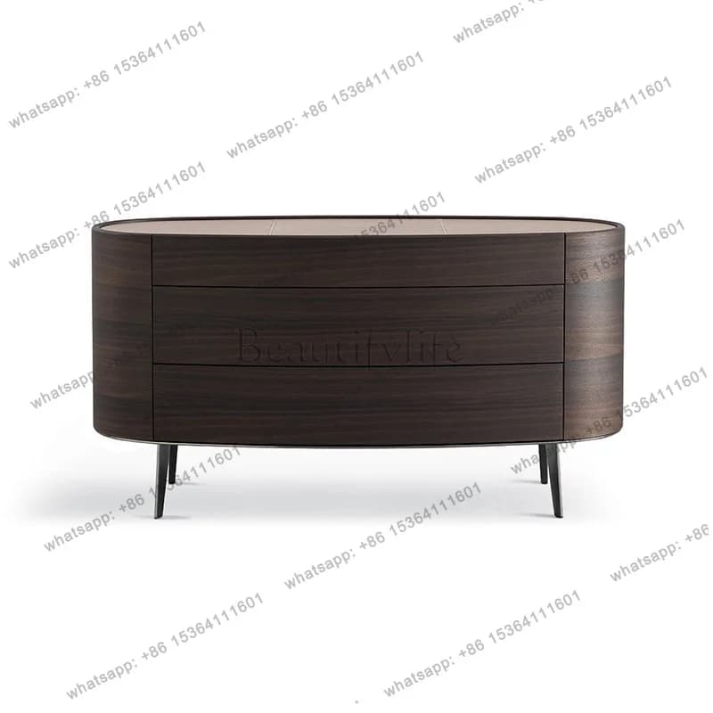 Italian light luxury bedside modern simple and practical small solid wood with cabinet light luxury style