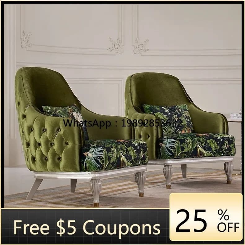 LYY French Minimalist Light Luxury Fabric Sofa Chair Living Room Villa Sofa Stool Creative