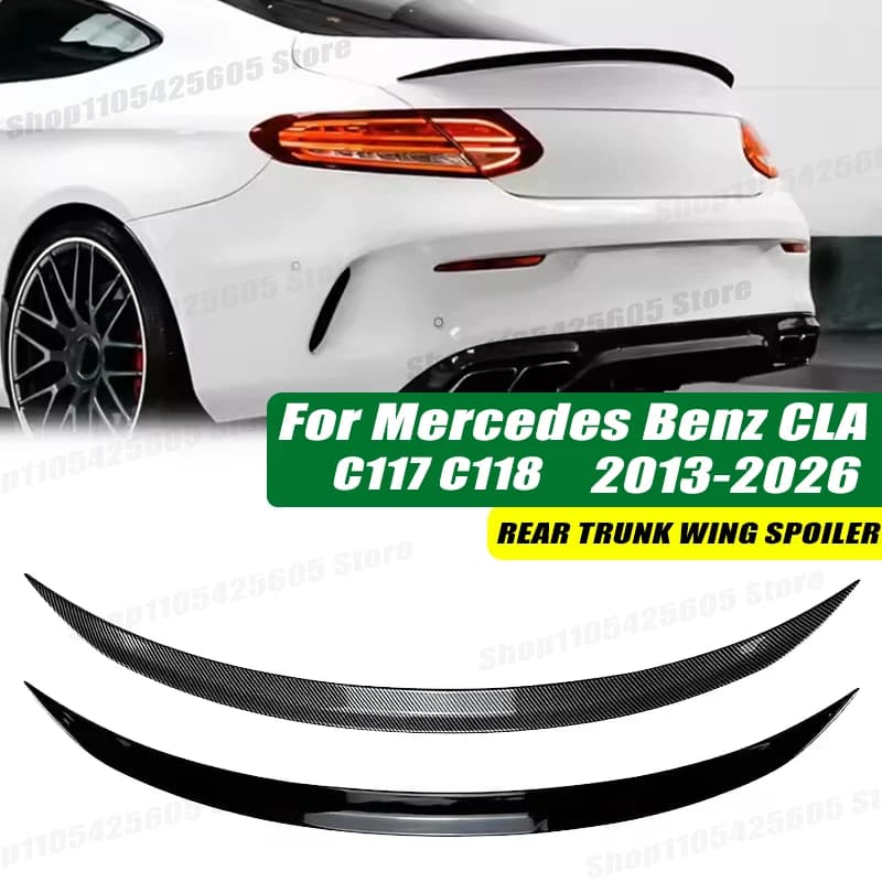 120cm 5D Carbon Look Rear Boot Trunk Spoiler Lip Stick-On Decorative Rear Wing For Mercedes Benz CLA C117 C118 2013-2026