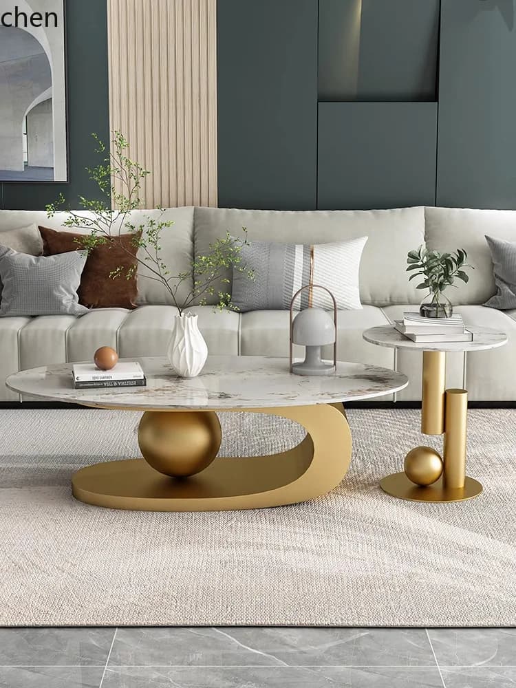 HYS  Coffee Table Living Room Home Oval Tea Table Small Apartment Simple Tea Table Side
