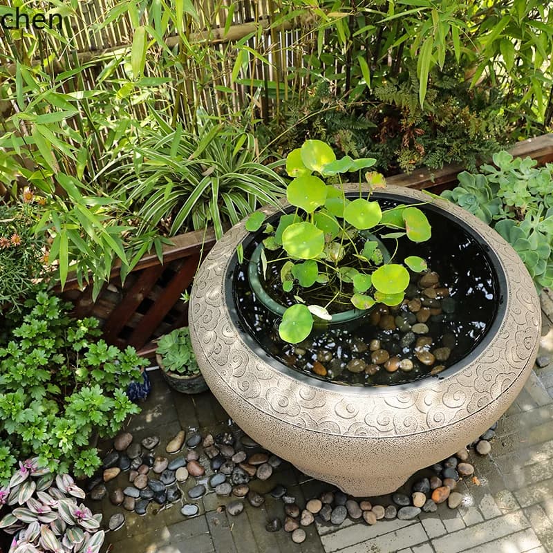 Garden Ornament Landscaping Fish Flower Artificial Stone Round Tank Large Water Tank Outdoor Decoration Fish Pool