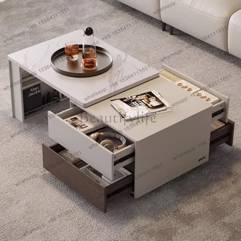YJ Modern telescopic coffee tables Sedentary side table home furniture Tv table 180 cm 200 cm tv cabinet living room furniture