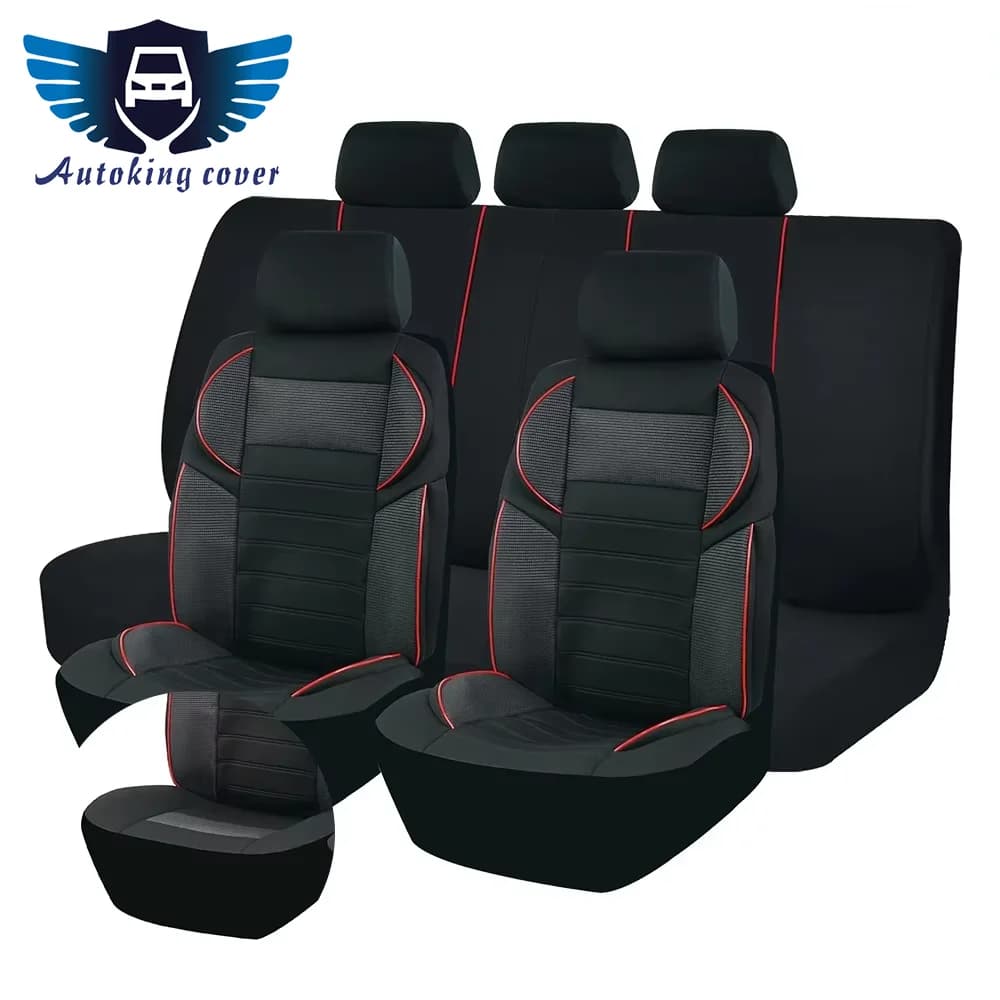 AUTOKING Universal Sport Seat Car Covers 5D Design Breathable Mesh BK Cloth Car Seat Covers Cushion Fit For Most Car SUV Van