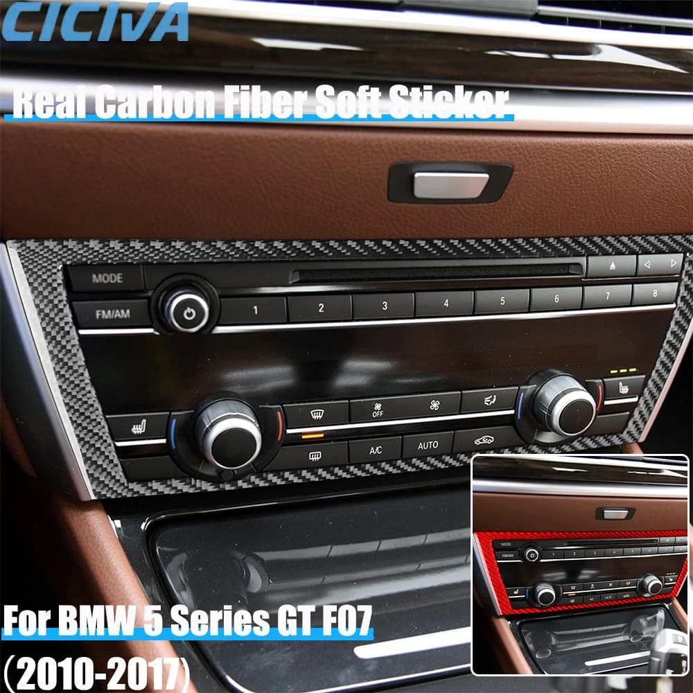 Carbon Fiber Car Accessories Center Console Cover Soft Sticker For BMW 5 Series GT F07 2010 2011 2012 2013 2014 2015 2016 2017