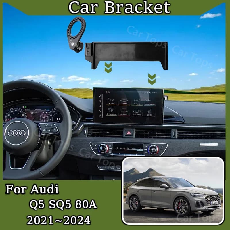 Car Phone Holder For Audi Q5 SQ5 Sportback 80A 2021 2022 2023 2024 New MagSafe Magnetic Bracket GPS Navigation Stand Accessories