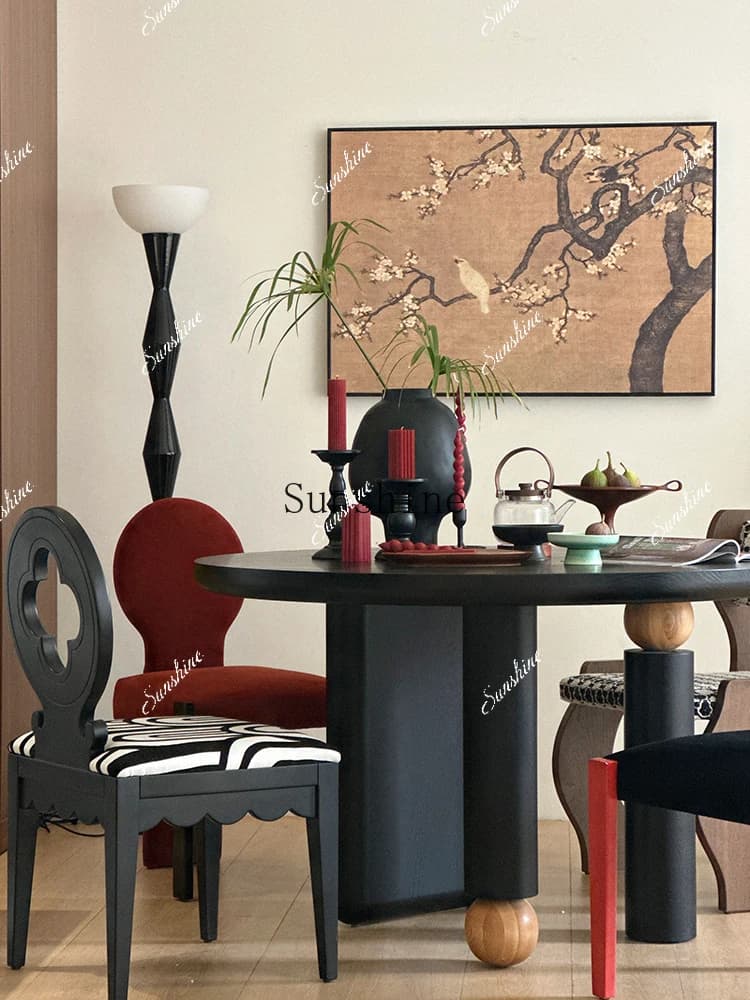 French medieval style all solid wood home dining table and chair combination simple and modern  FT