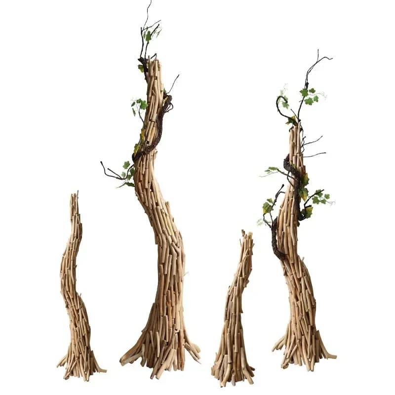Wooden creative tree trunk-shaped ornaments, floor-to-ceiling home living room entrance