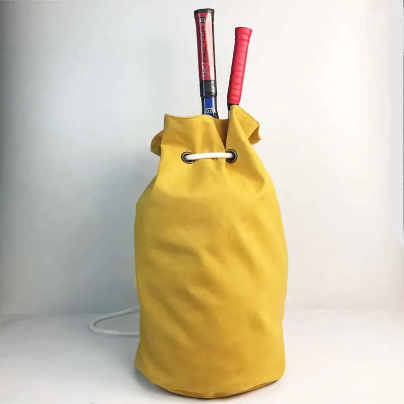 Canvas Double Shoulder Drawstring Bucket Multifunctional Badminton Bag Tennis Basketball Bag