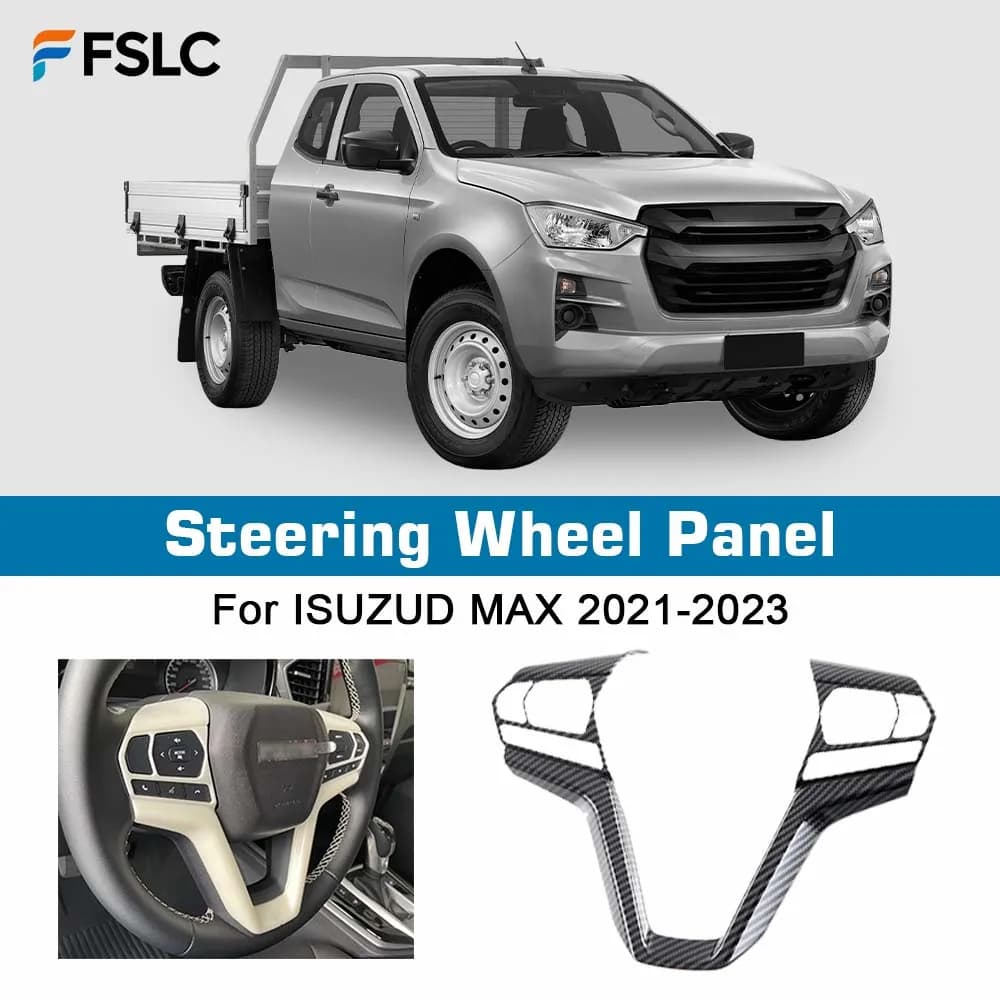 Decoration For Isuzu D-Max Dmax 2021 2022 2023 Accessories Carbon Fiber Car Steering Wheel Panel Frame Cover Trim Sticker