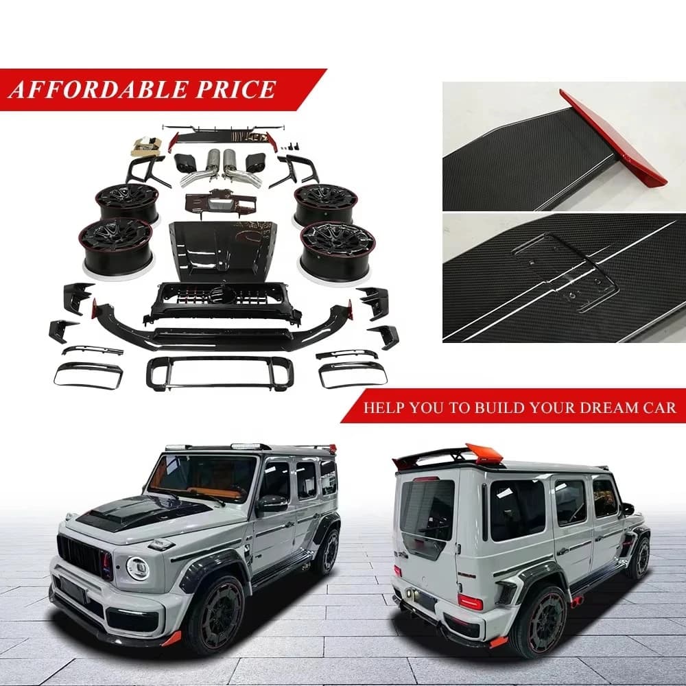 Dry Carbon Fiber B-B G900 Front Lip Body Kit for Mercedes Bens G Class G63 W464 W463A Main Grill Rear Diffuser Spoiler Bodykit
