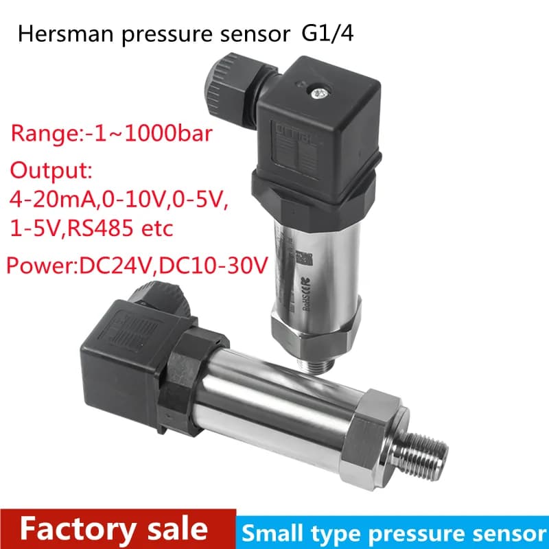 Water Oil Fuel Gas Pressure Transmitter G1/4 12V-36V 0-600bar 0.1bar 500Kpa Stainless Steel Pressure Sensor