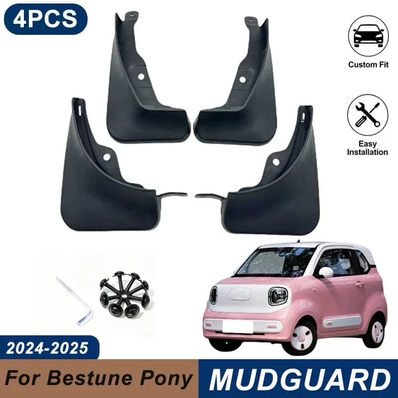 4PCS Car Mud Flaps For Bestune Pony 2024-2025 Waterproof Anti-Splash Fender Mudguards Auto Exterior Accessories