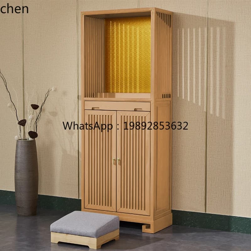solid wood Buddhist shrine offering table household God of Wealth standing cabinet modern light luxury Buddhist shrine